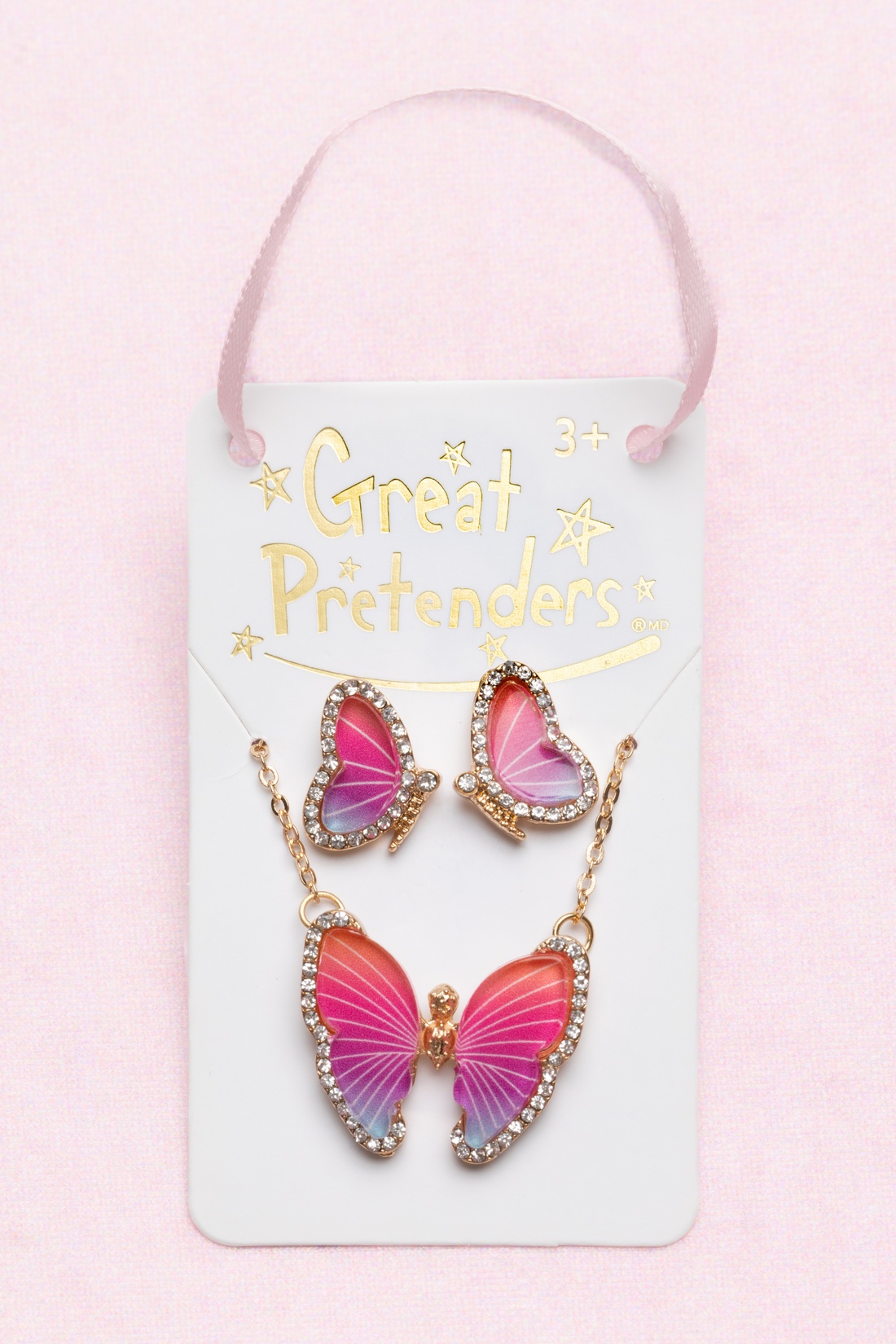 Great Pretenders Boutique Butterfly Necklace & Studded Earring Set