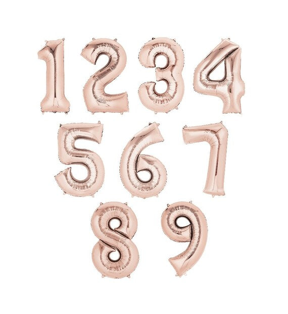 Trico Rose Gold Mylar Number Balloons