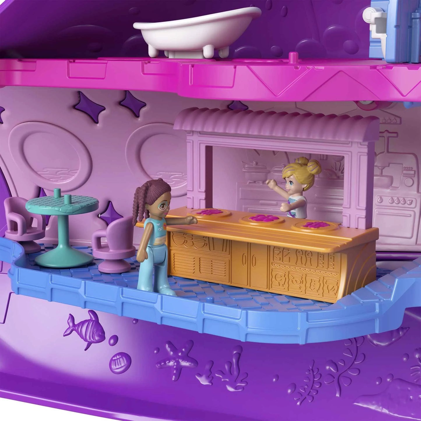 Polly Pocket Sparkle Cove Adventure Narwhal Adventurer Boat Playset