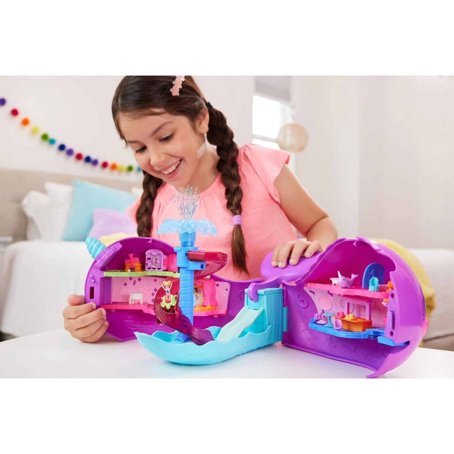 Polly Pocket Sparkle Cove Adventure Narwhal Adventurer Boat Playset