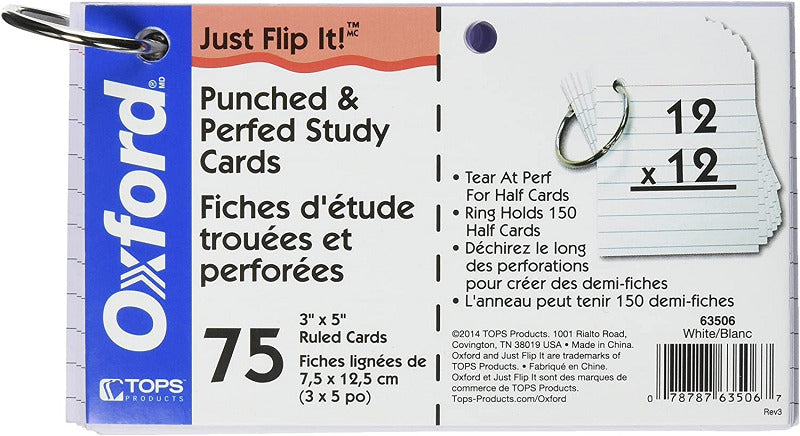Oxford Punched and Perfed Study Cards