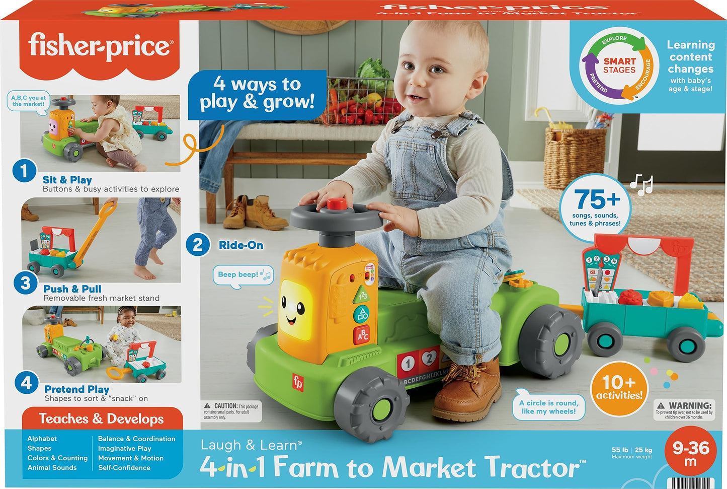 Fisher-Price Laugh and Learn 4-in-1 Farm to Market Tractor