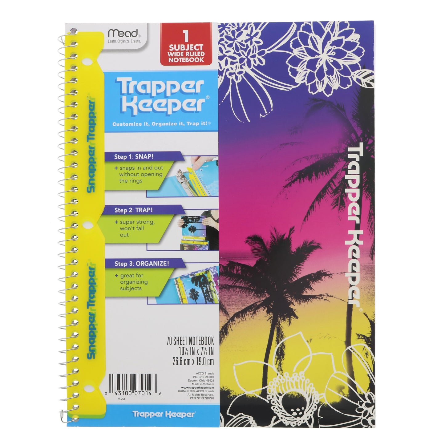 Trapper Keeper Fashion 1 Subject Notebook With Snapper Trapper