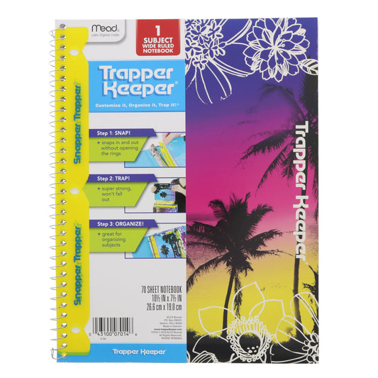 Trapper Keeper Fashion 1 Subject Notebook With Snapper Trapper