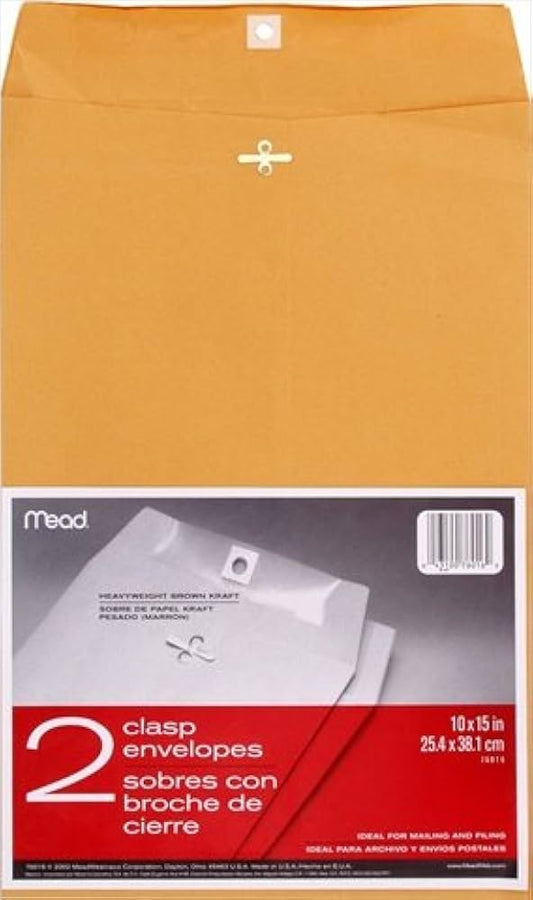 2 Clasp Mead Heavyweight Brown Kraft Envelopes