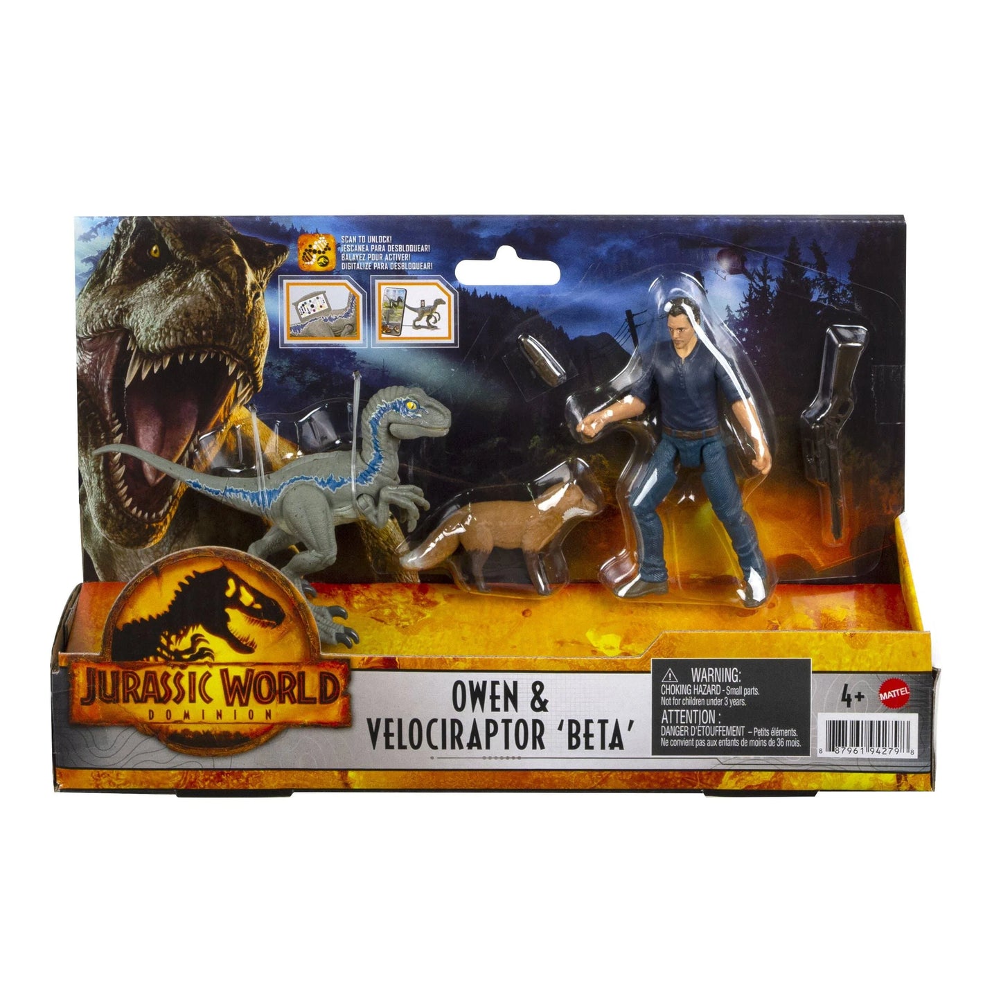 Jurassic World Dominion Human & Dino Pack Owen & Velociraptor Beta & Accessories