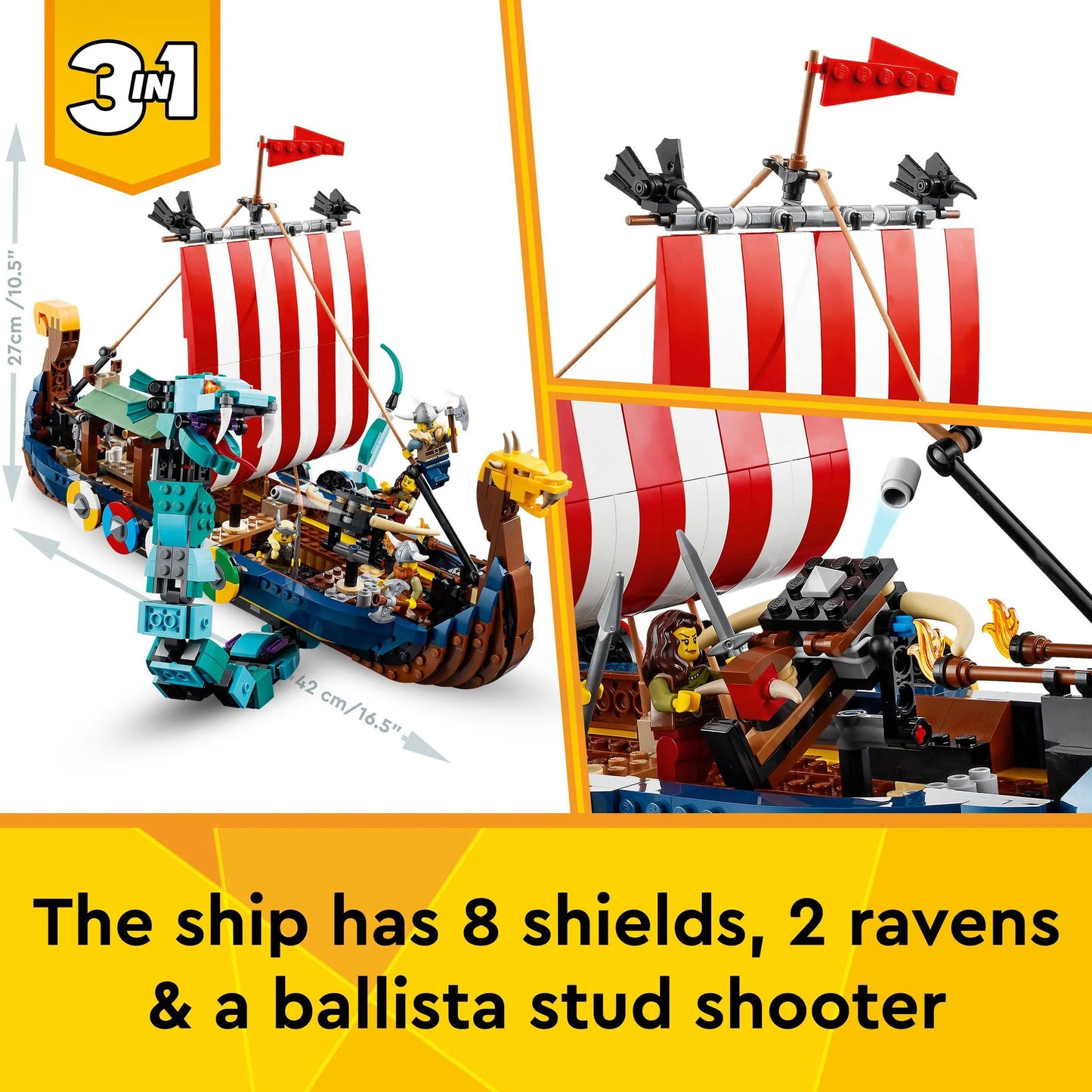 Lego 31132 Creator 3 in 1 Viking Ship and the Midgard Serpent