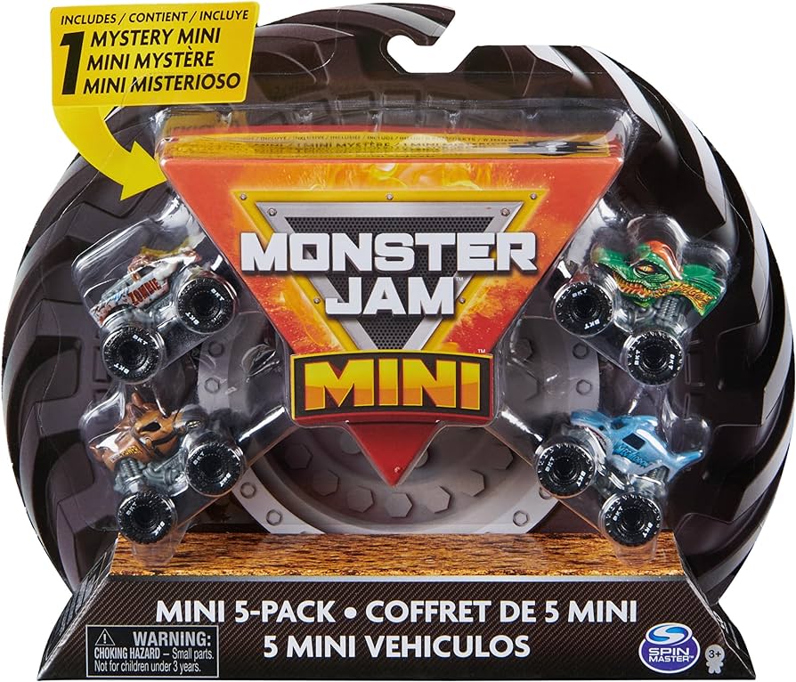 Monster Jam, Official Mini 5-Pack With Mystery Collectible Monster Truck, 1:87 Scale