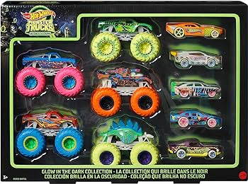 Hot Wheels Monster Trucks Glow In The Dark 10-Pack Collection Set