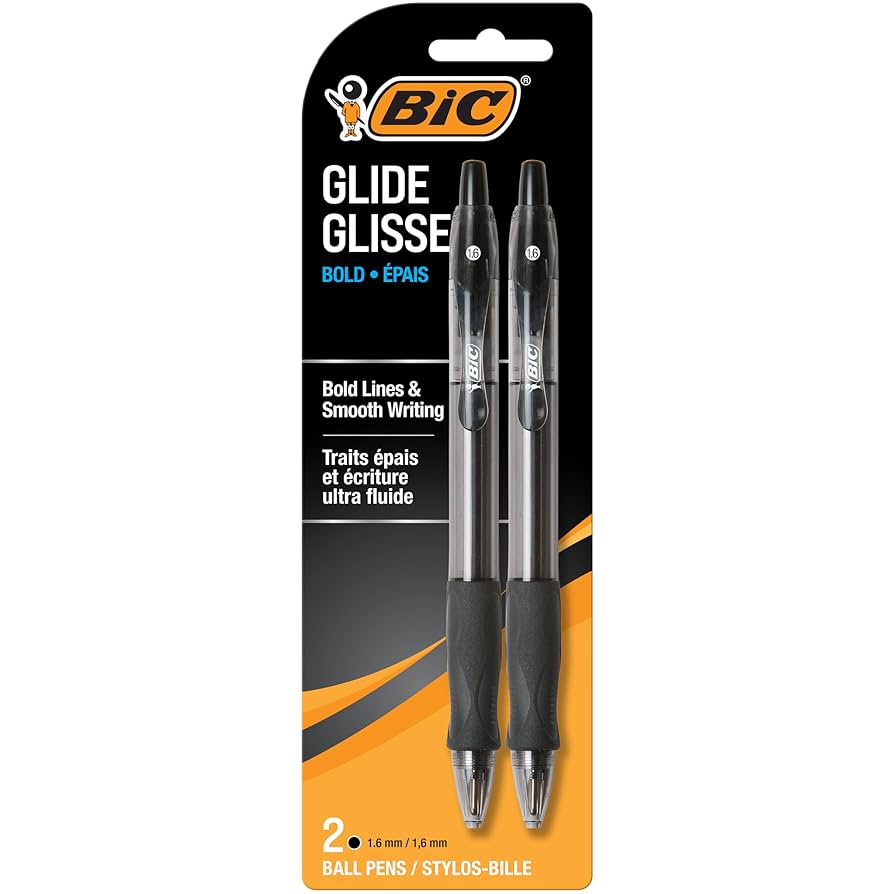 BIC Glide Ball Point Pens Black Ink 2 Pack