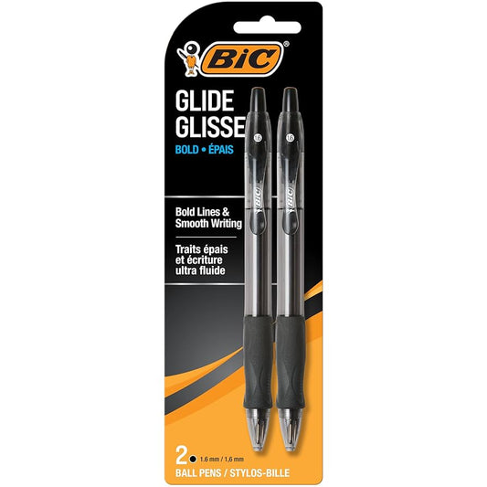 BIC Glide Ball Point Pens Black Ink 2 Pack