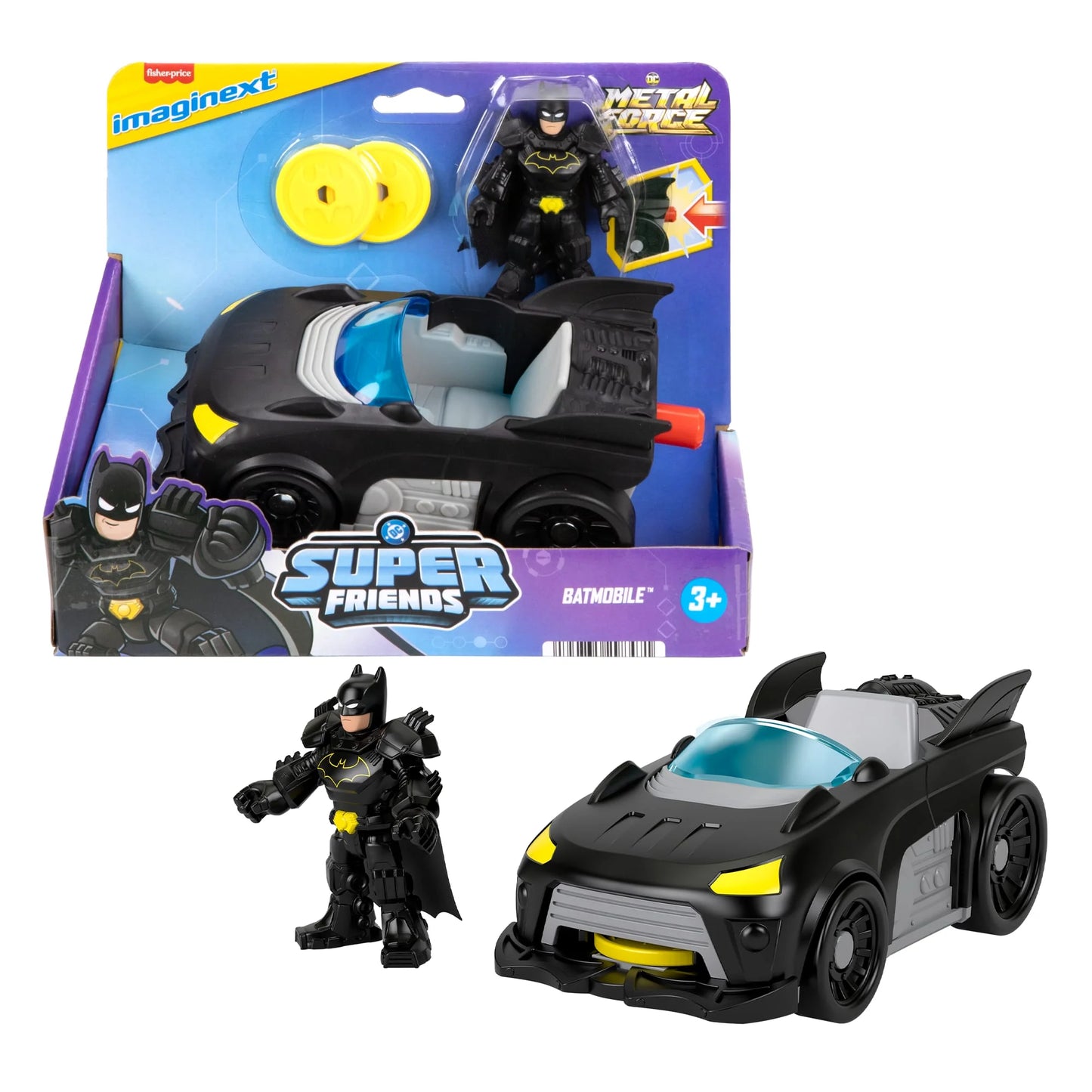 Fisher Price DC Metal Force Super Friends Batmobile