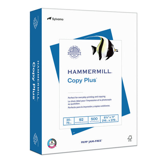 HammerMill Copy Plus Printer Paper, Letter (8.5 x 11), 20 Pounds ,1 Ream (500 Sheets)