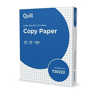 Quill 8.5" x 11" Copy Paper, 20 lbs, 92 Brightness, 500 Sheets/ Ream (720222RM)