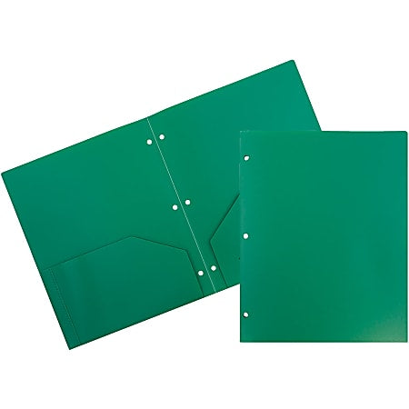 Jam Paper 3-Hole-Punched 2-Pocket Plastic Presentation Folders, 9" x 12"