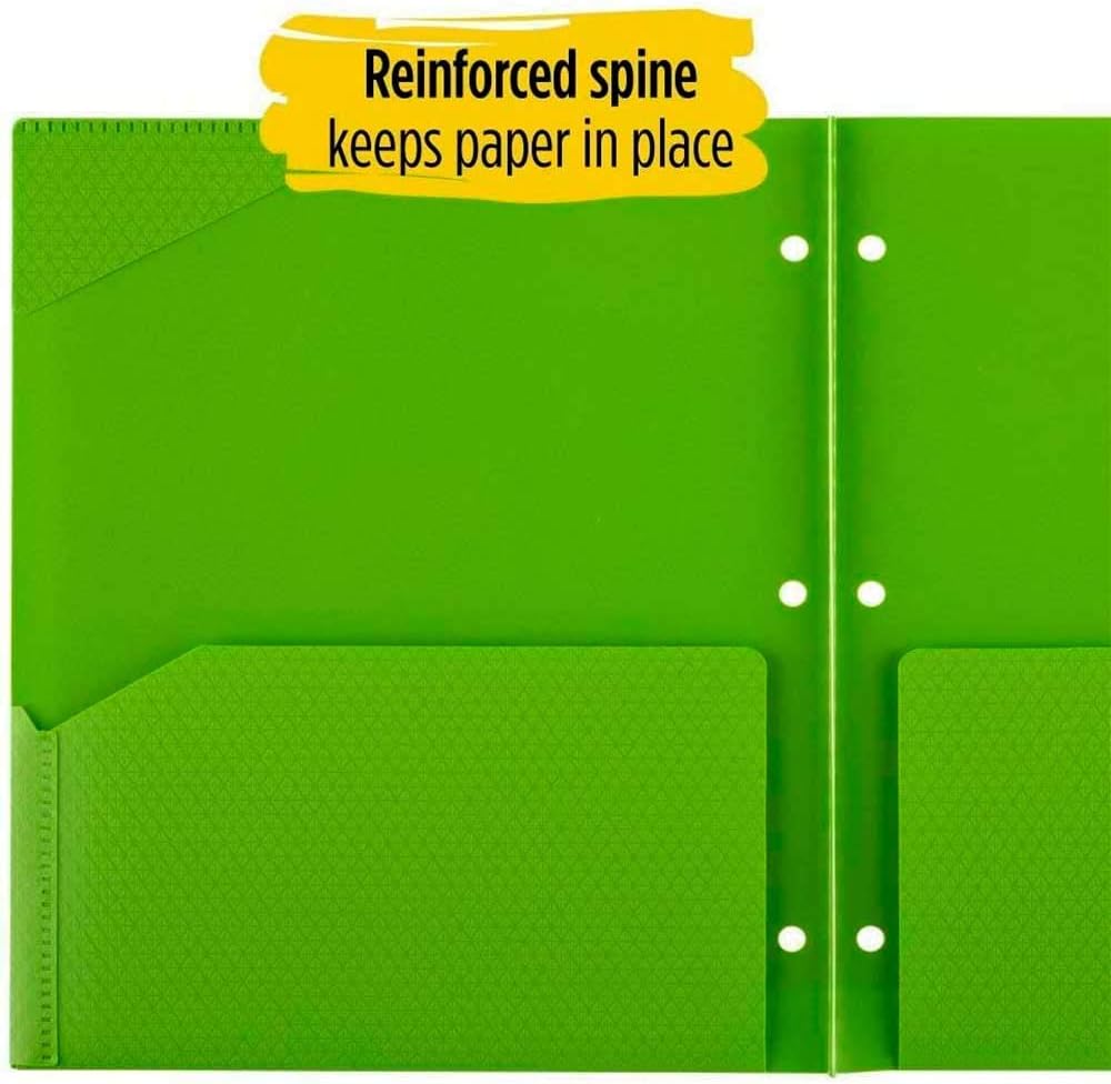 Five Star 2 Pocket Folders, Stay-Put Folders, Plastic Colored Folders With Pockets, For 3-Ring Binder