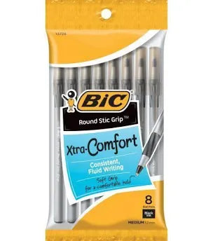 BiC Round Stic Grip Xtra Comfort Ballpoint 8 Pcs