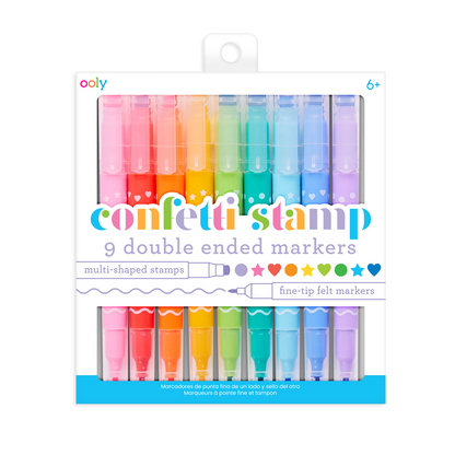 Ooly Confetti Stamp Double - Ended Markers - Set of 9