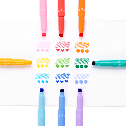 Ooly Confetti Stamp Double - Ended Markers - Set of 9