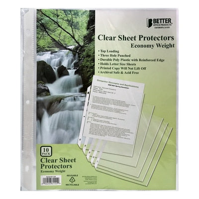 Clear Sheet Protectors Economy Weight 10 Pack