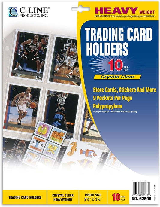 C-Line Collector's Edition Trading Card Holder Pages, Top Load, 11.25 x 9 Inches, 10 Per Pack (Insert size: 2.5 x 3.5)