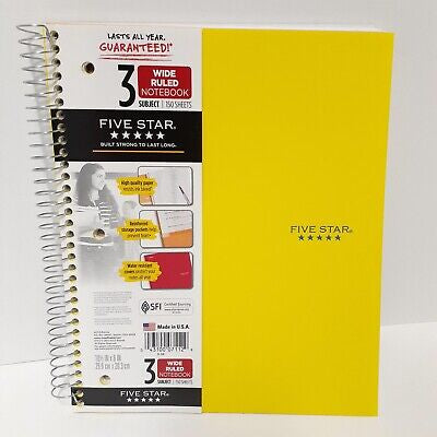 Five Star 3 Subject - Wide Ruled Notebook (10.5 In x 8 In) - 150 Sheets