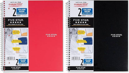 Five Star 2 Subject - College Ruled Notebook (11 In x 8.5 In) - 120 Sheets