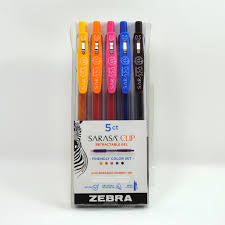 Zebra Sarasa Clip Retractable Gel 5 Ct