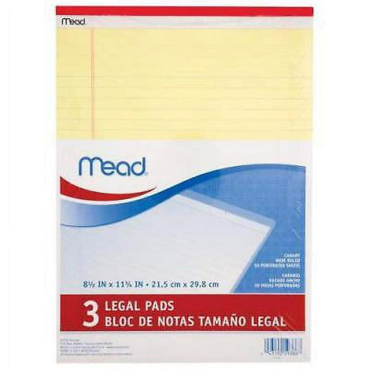 Mead 3-Pack Yellow Legal Pad (8.5 x 11 3/4 In) Canary Wide Ruled (50 Sheets)