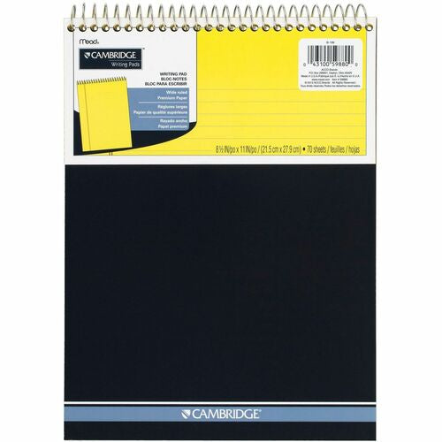 Mead Cambridge Writing Pad, Wide Ruled (8.5"x11") - 70 sheets