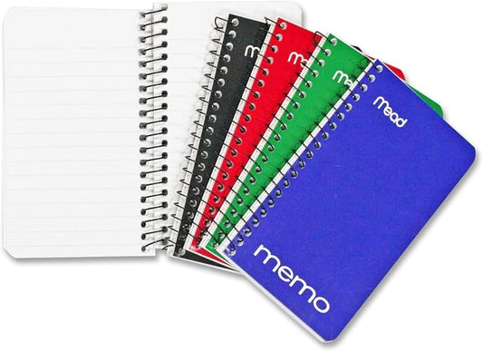 Mead Memo Notebook - (60 Sheets) - Wire Bound - (5" x 3") - Assorted Paper - TanBoard Cover