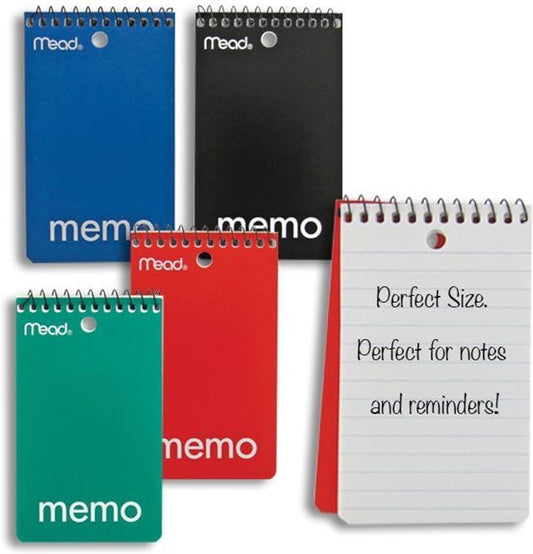 Mead Memo Notebook - (60 Sheets) - Top Bound (6" x 4") - Assorted Paper