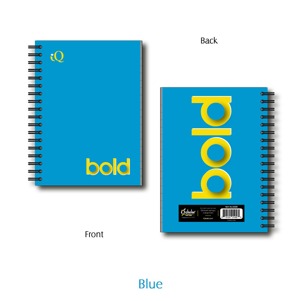 iScholar IQ Bold Fat Book Notebook (5.5" x 4") 200 Sheets College Ruled