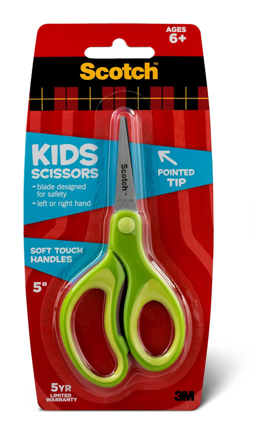 Scotch Kids Pointed Tip Scissors With Soft Touch Handles 5"