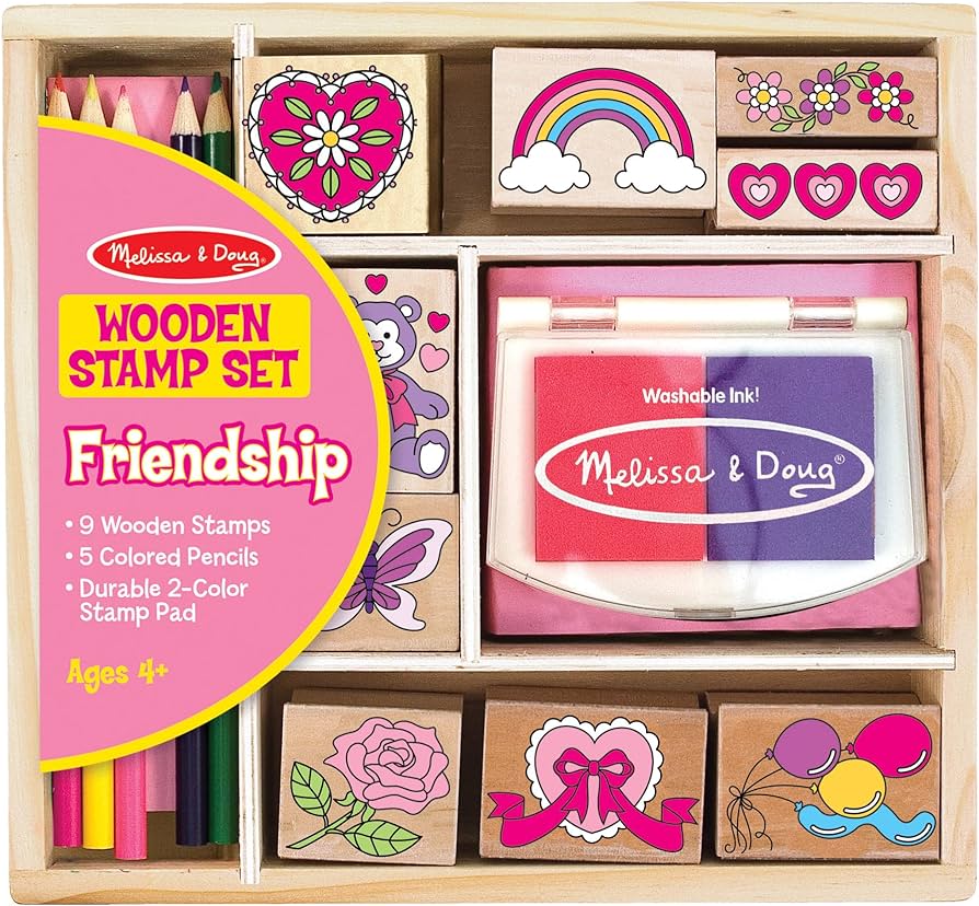 Melissa & Doug Wooden Stamp Activity Arts & Crafts Set With Washable Ink, Pencils