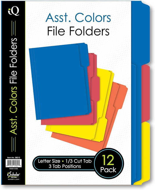 iScholar Assorted Color File Folders (12 Pack)