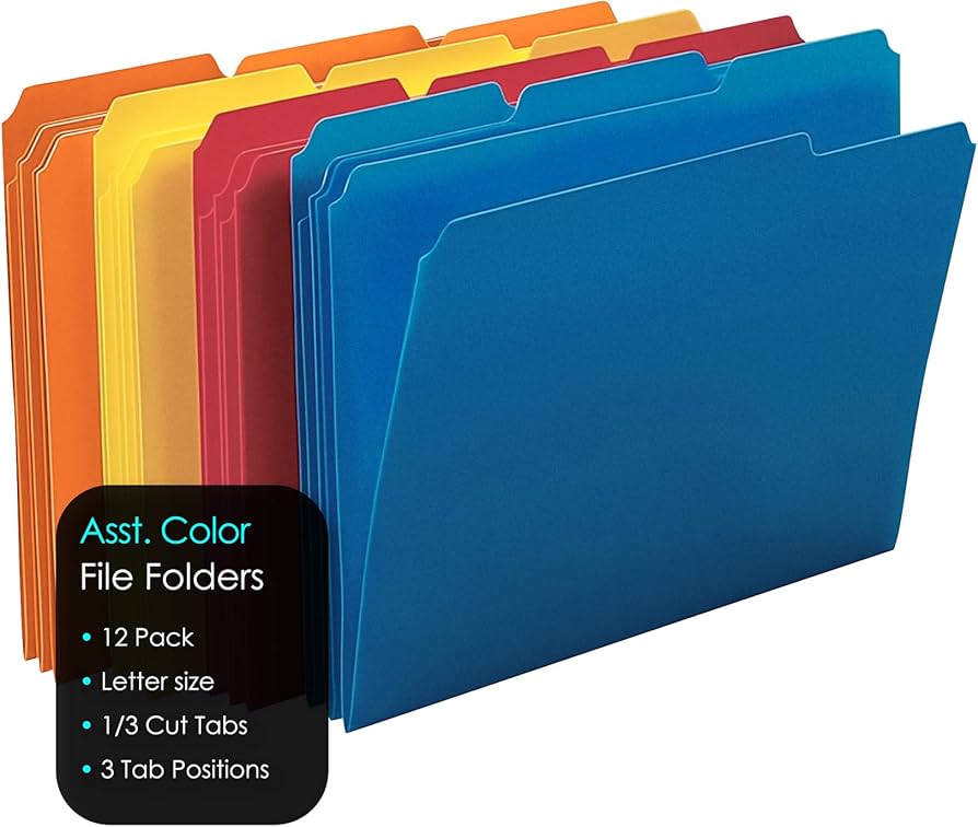 iScholar Assorted Color File Folders (12 Pack)