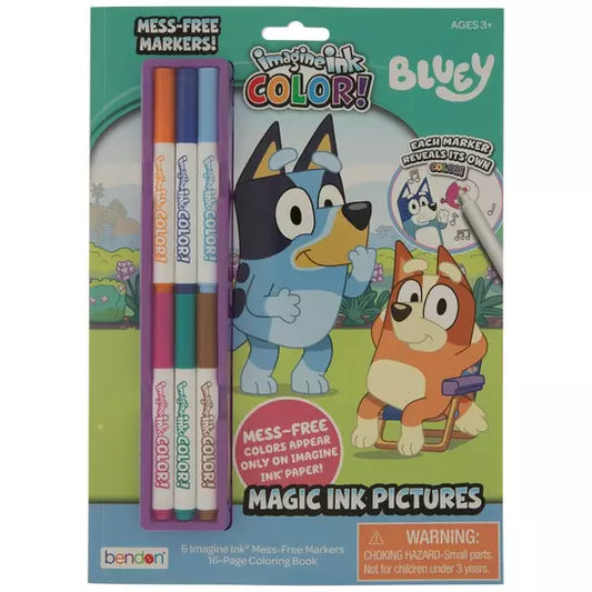 Bendon - Bluey Imagine Ink Coloring Book (6 Markers)