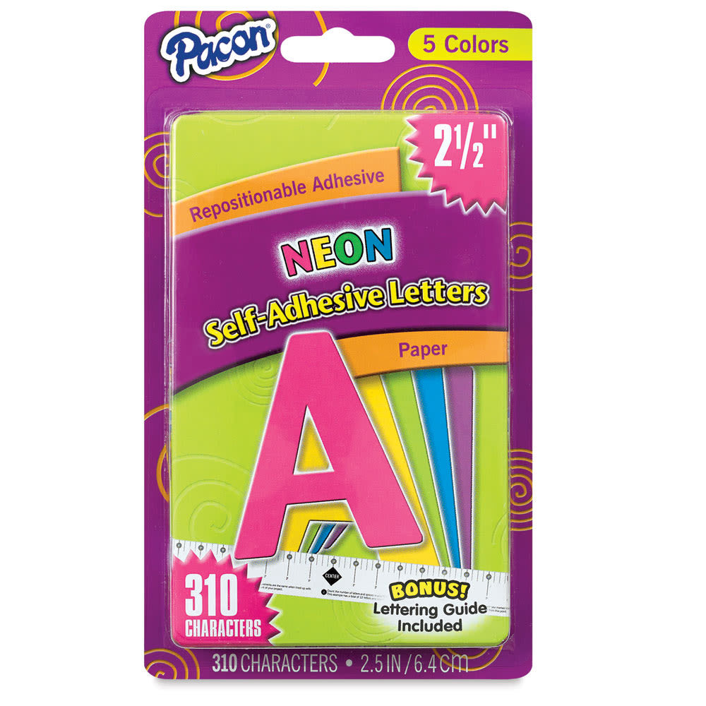 Pacon Self-Adhesive Letter Set with Guide - Neon Colors