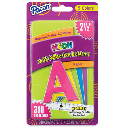 Pacon Self-Adhesive Letter Set with Guide - Neon Colors