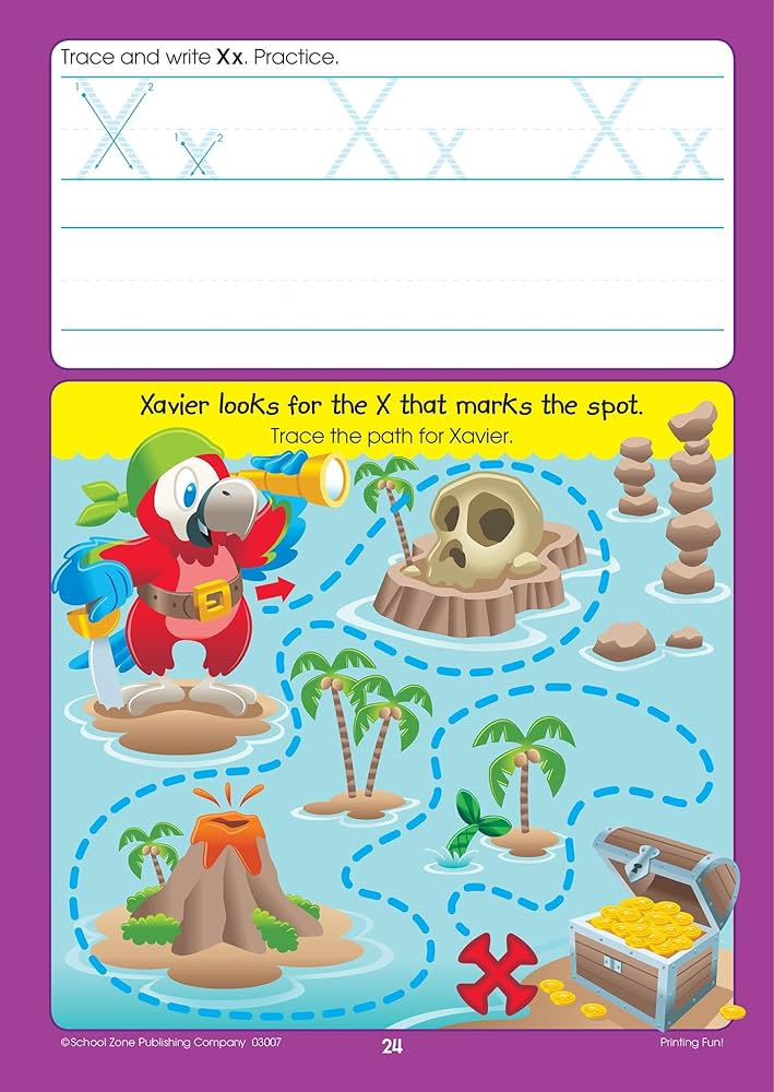 School Zone - Printing Fun! Write & Reuse Workbook, Ages 4 To 6