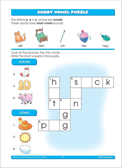 School Zone - Phonics Review Workbook - 32 Pages, Ages 7+