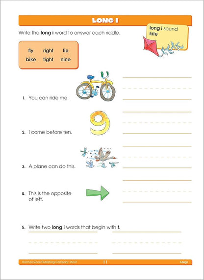School Zone - Phonics Review Workbook - 32 Pages, Ages 7+