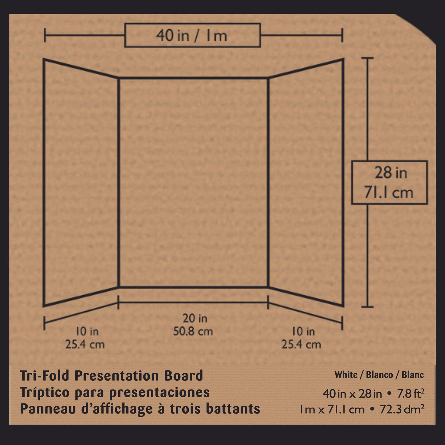 Create Tri-Fold Presentation Board White (40" X 28") x 7.8 Ft²