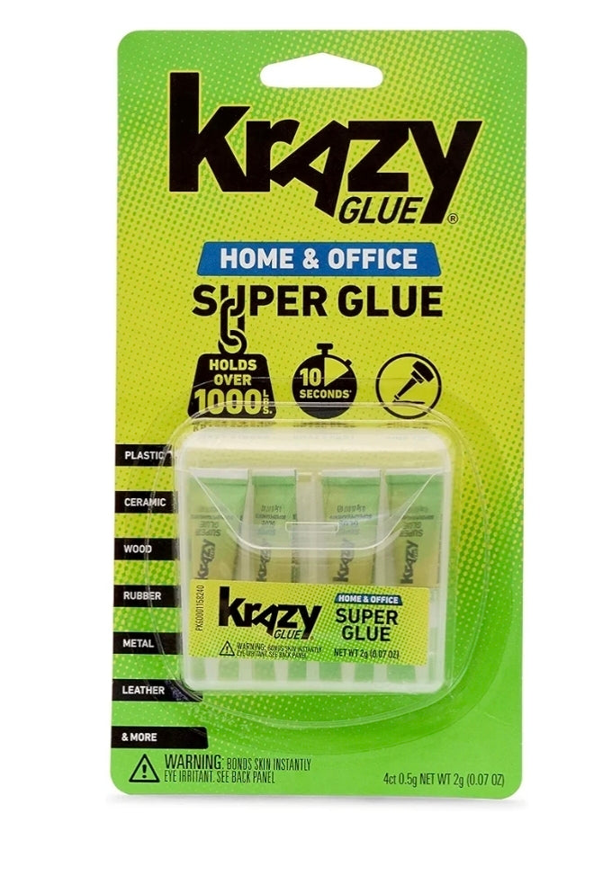 Krazy Glue KG82048SN Home & Office Super Glue, Single-Use Tubes, Fine Tip, 0.5 Grams, 4 Count, 0.07 oz, Original Version