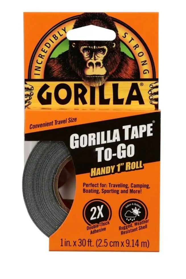 Gorilla Tape To-Go, a convenient travel-sized roll of Gorilla Tape.