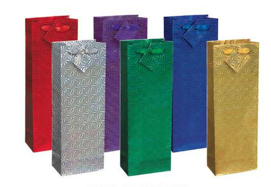Wine Gift Bag Holographic Assorted Colors