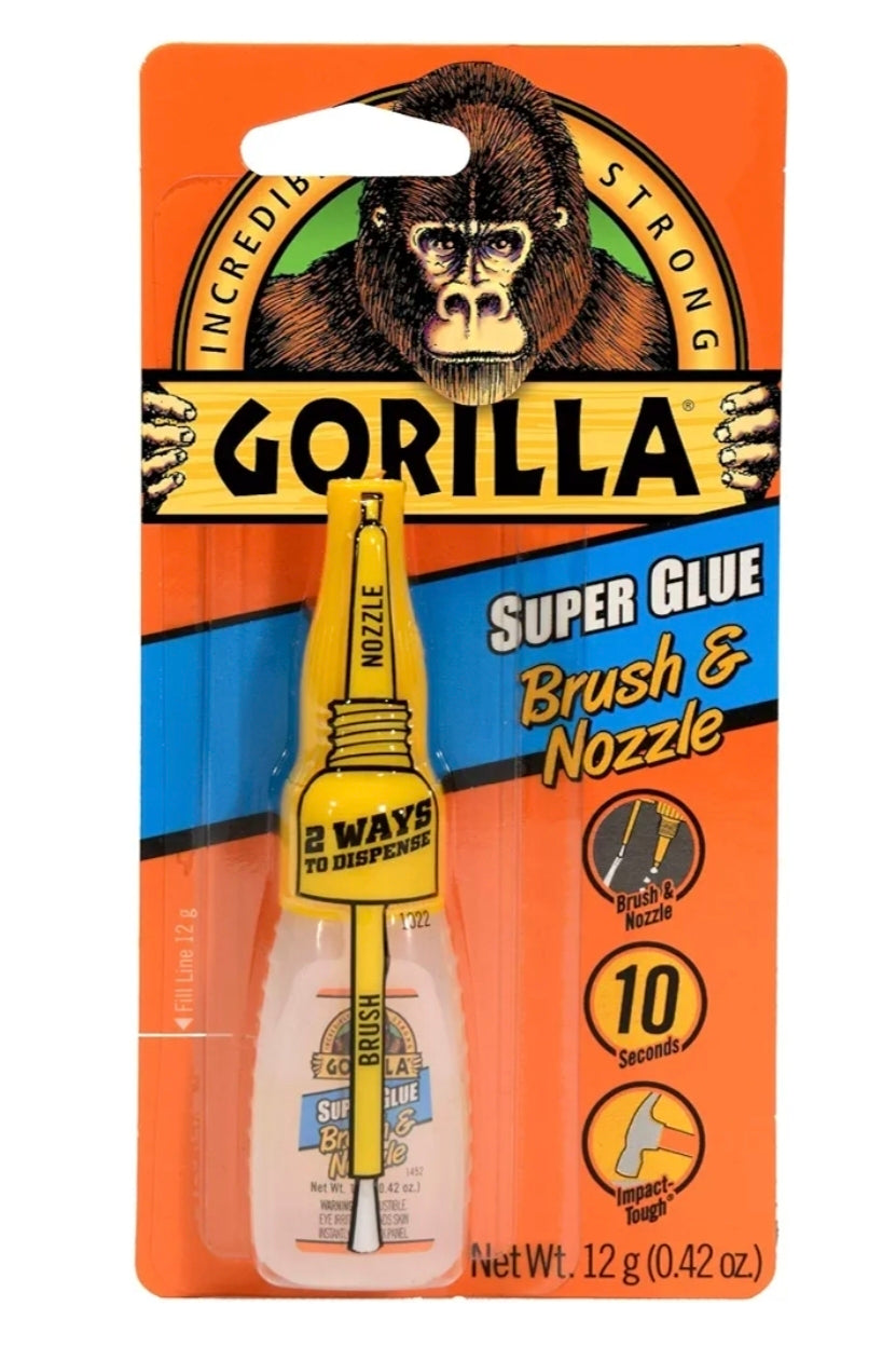 Gorilla Super Glue with Brush & Nozzle Applicator, Clear Glue