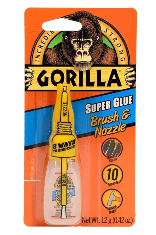 Gorilla Super Glue with Brush & Nozzle Applicator, Clear Glue