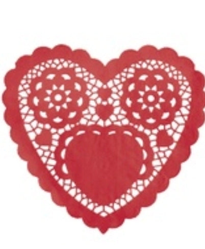 Unique Party Heart Doilies in Red